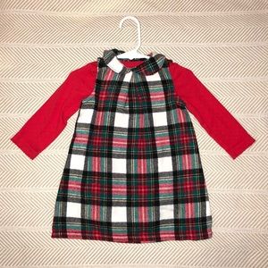 Warm Plaid Dress With Red Bodysuit